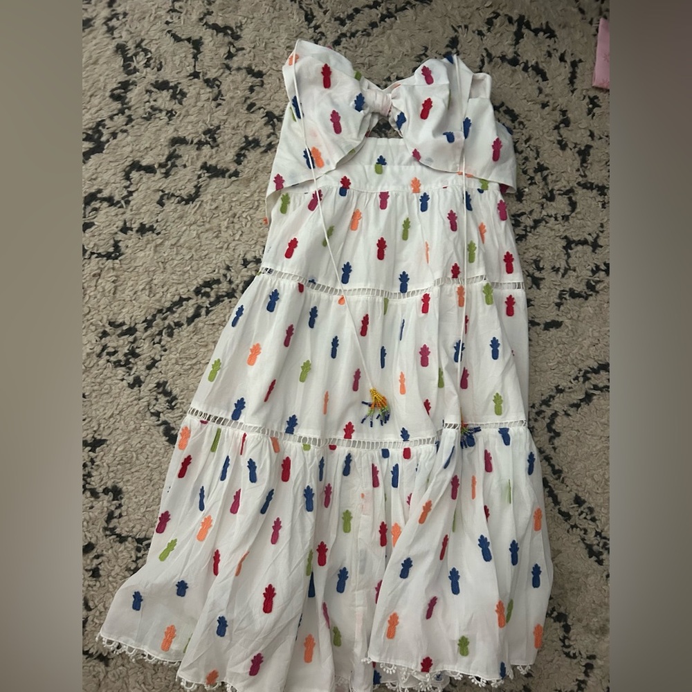 FARM Rio White Maxi Dress with Multicolored Accents